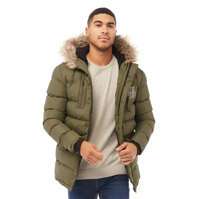 Men's Black Parka with Fur Hoodie