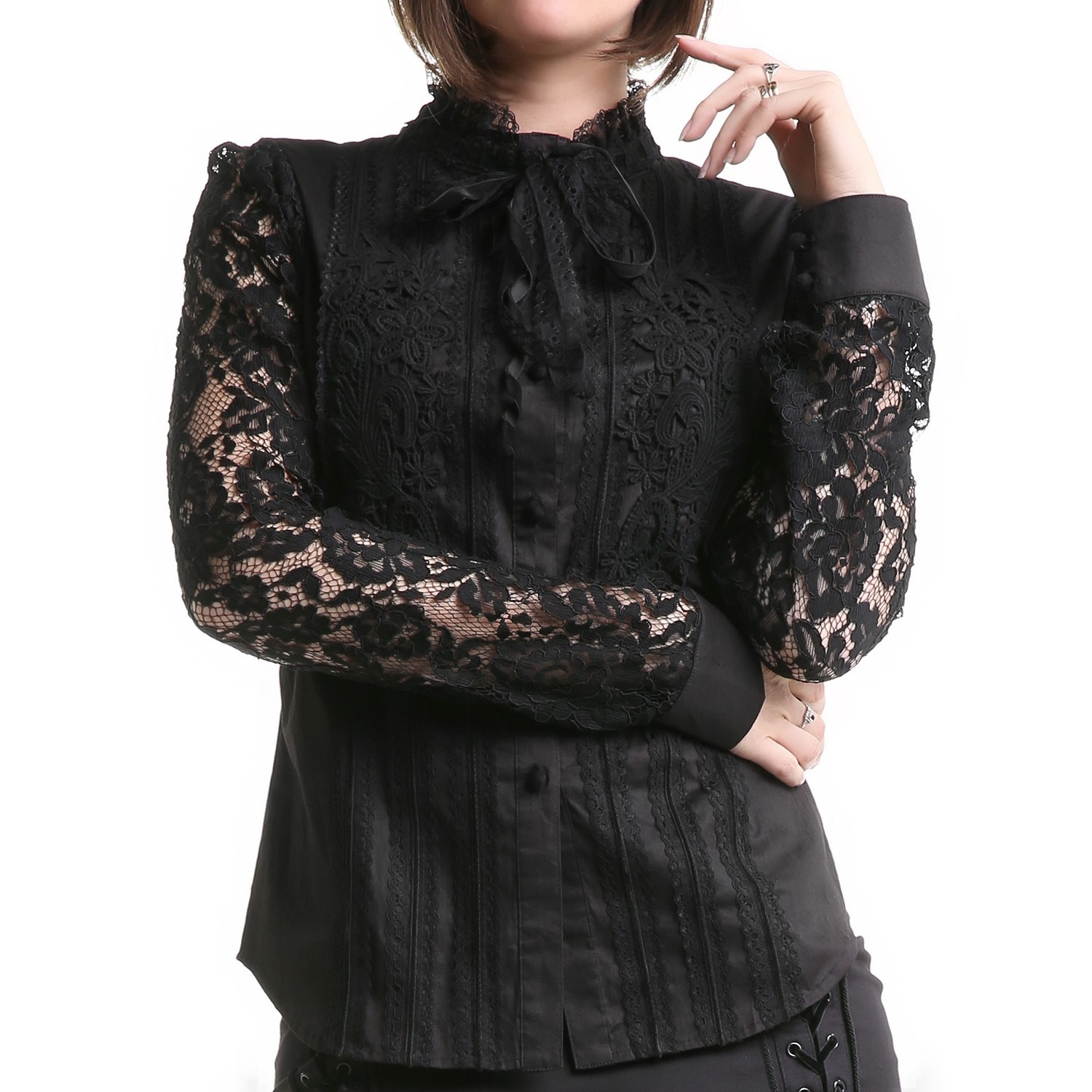 SHIRT WITH LACE SLEEVES