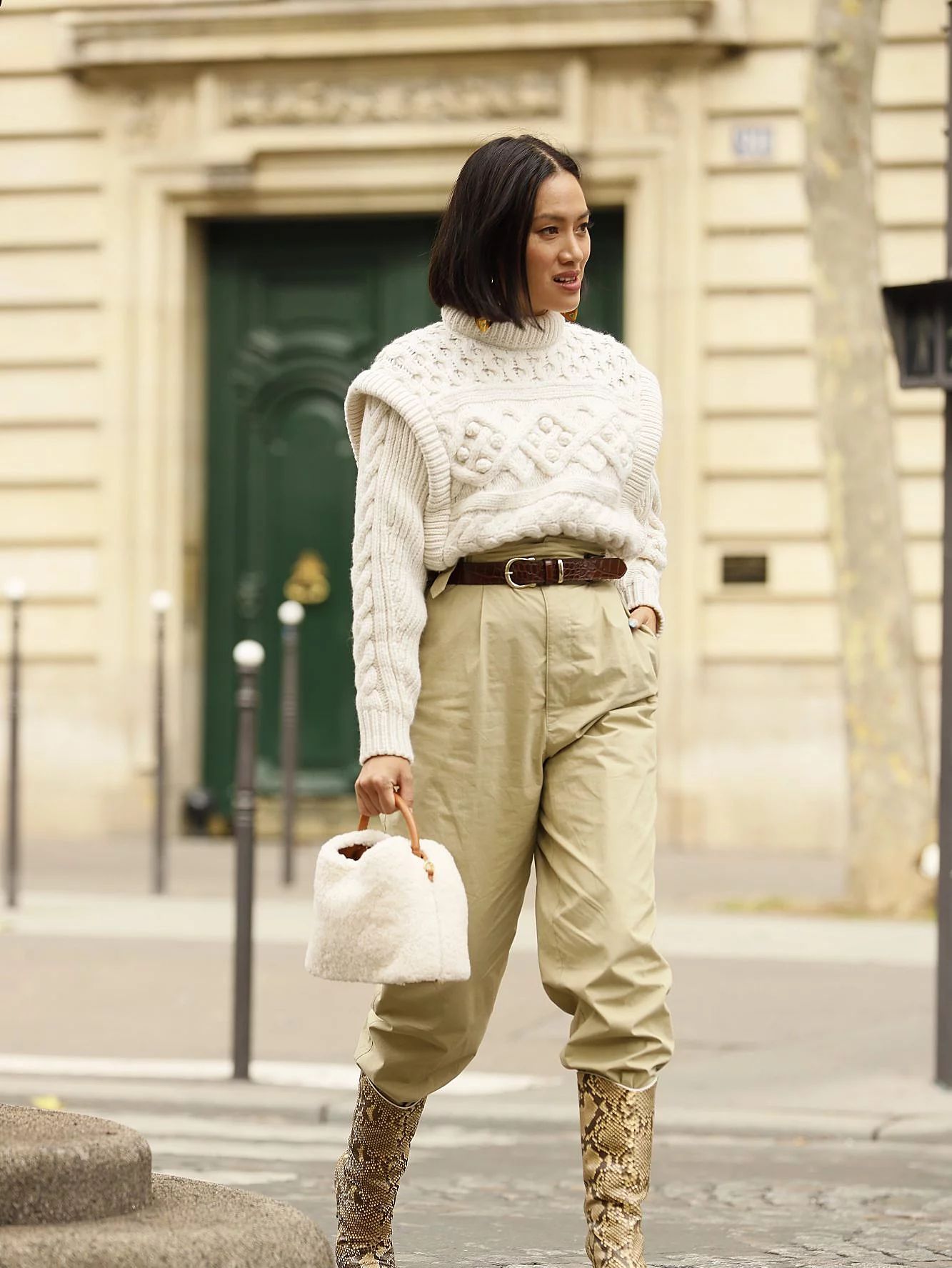 dark khaki pant matching shirt