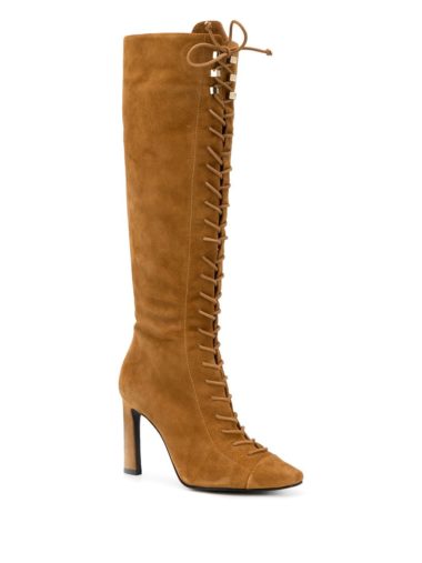 knee high lace up suede boots