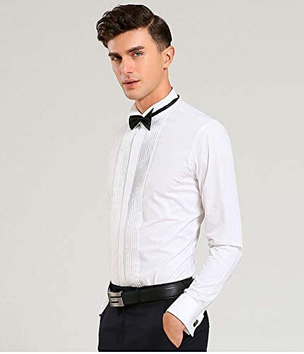 shirt French Cuff Solid Color Wing Tip Collar Men Formal Dress Shirts Men'S Tuxedo Shirts