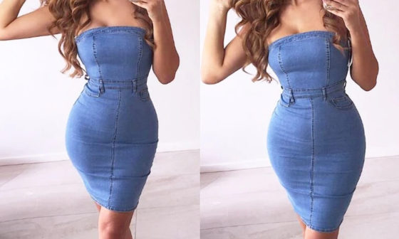 strapless Denim dress