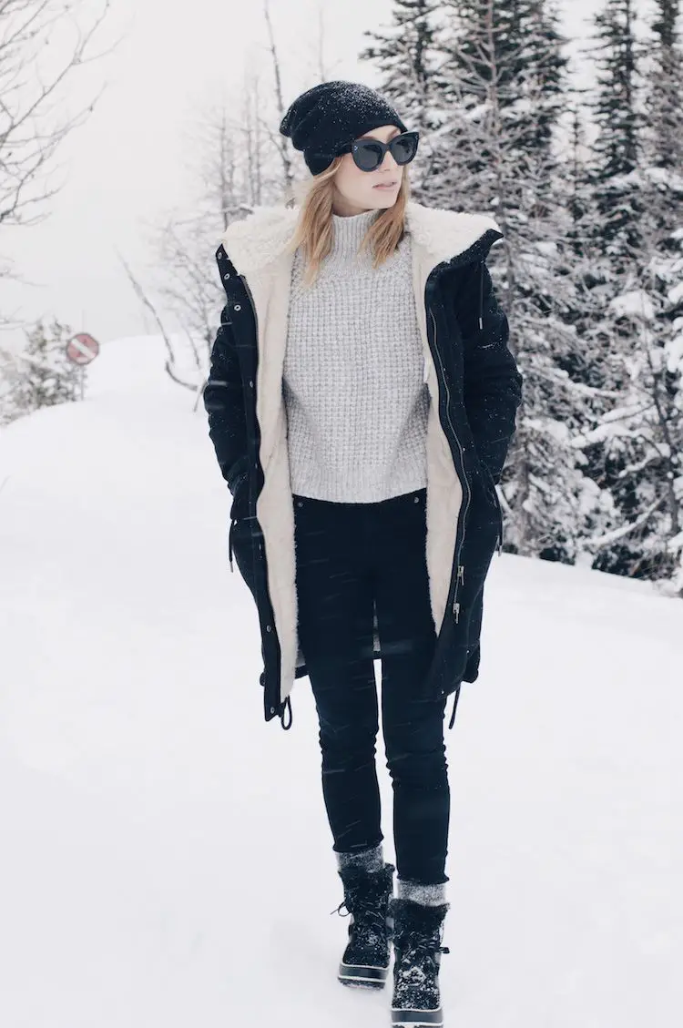 women's snowsuit with black boots