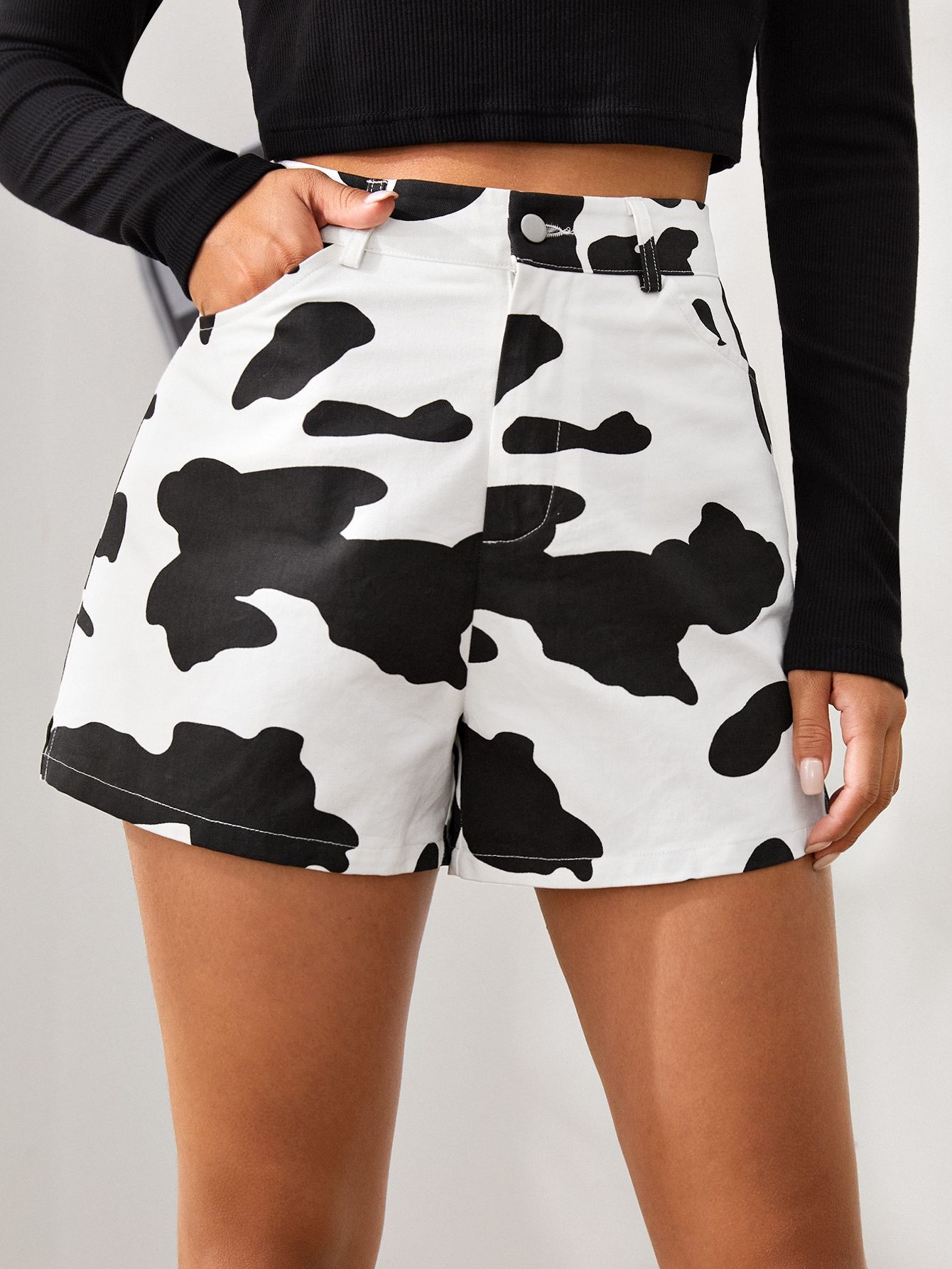 Cow Print Short Shorts