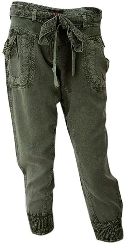 Women's Khaki Crop Belted Trousers / Cargos
