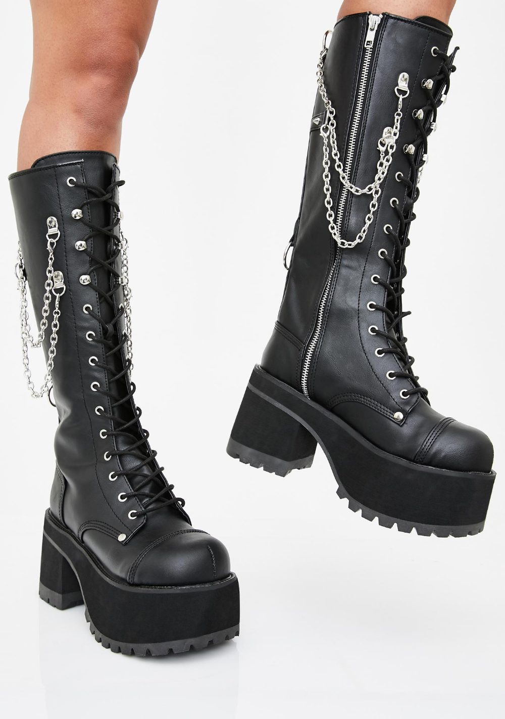 yes boss knee high platform boots