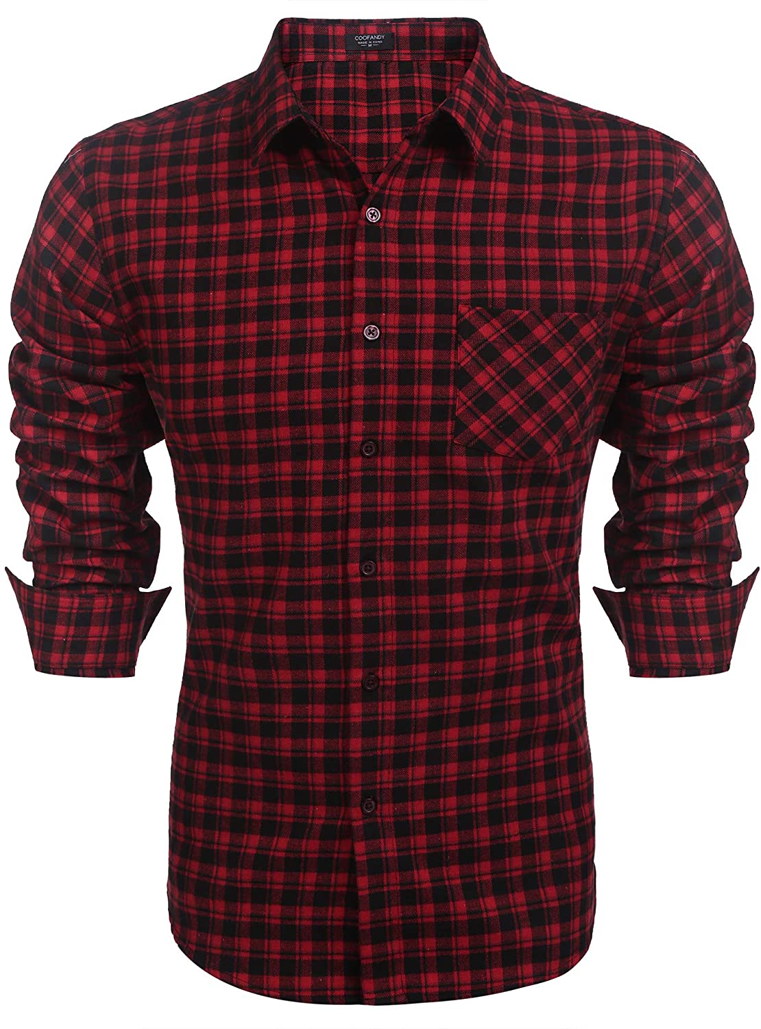 Mens Shirt Casual Long Sleeve Plaid Shirts Checked