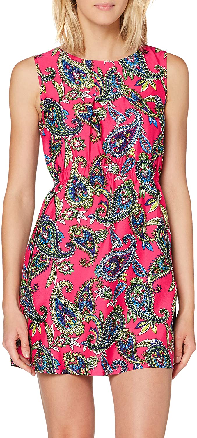 Women's Paisley Printed Two Zip Dress Casual