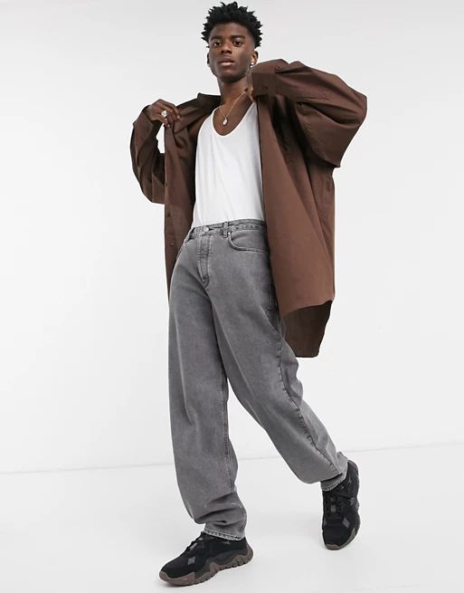 ASOS DESIGN baggy jeans in mid wash grey