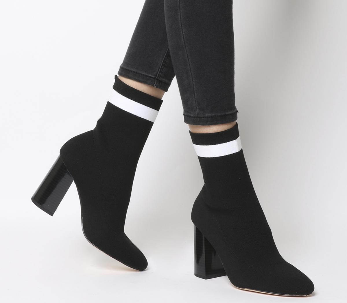 Alexis Sock Boots Black With White Stripe