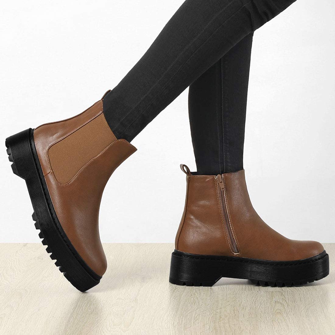 Allegra K Women's Chelsea Platform Ankle Boots