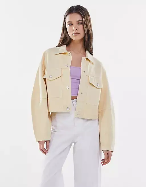 Bershka organic cotton casual jacket in lemon