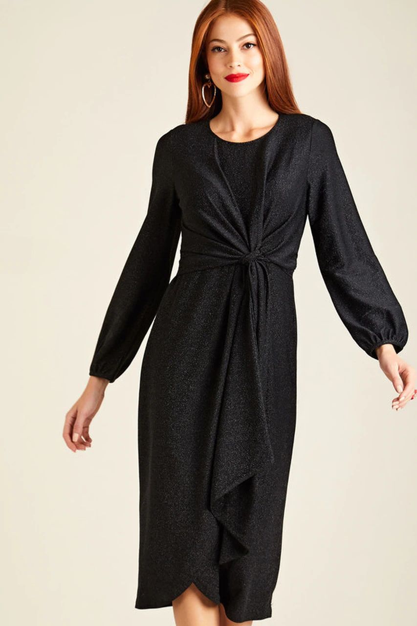 Black Twist Knot Lurex Party Dress