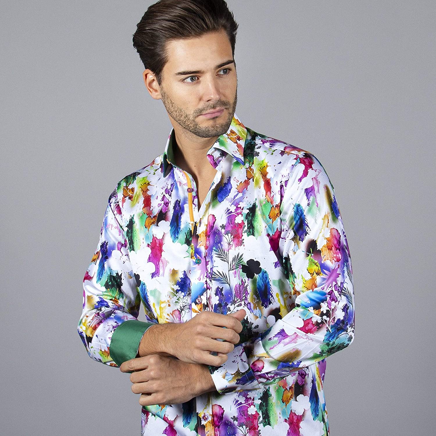 Claudio Lugli Splash Floral Print Mens Shirt