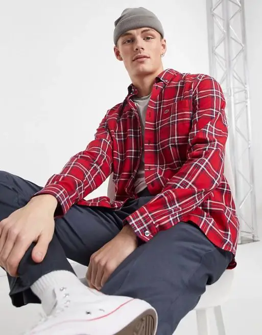 Lacoste mens regular fit check shirt