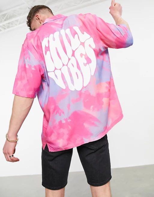 Bershka chill vibes shirt in tie dye