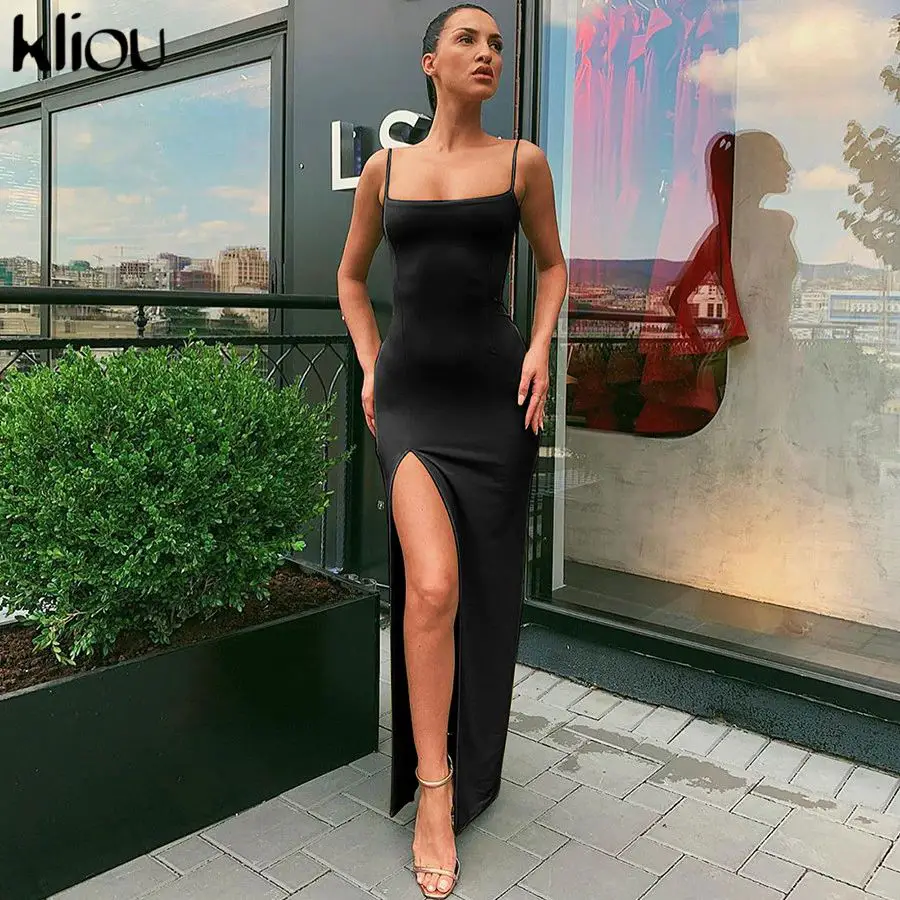 sleeveless slit sexy maxi dress