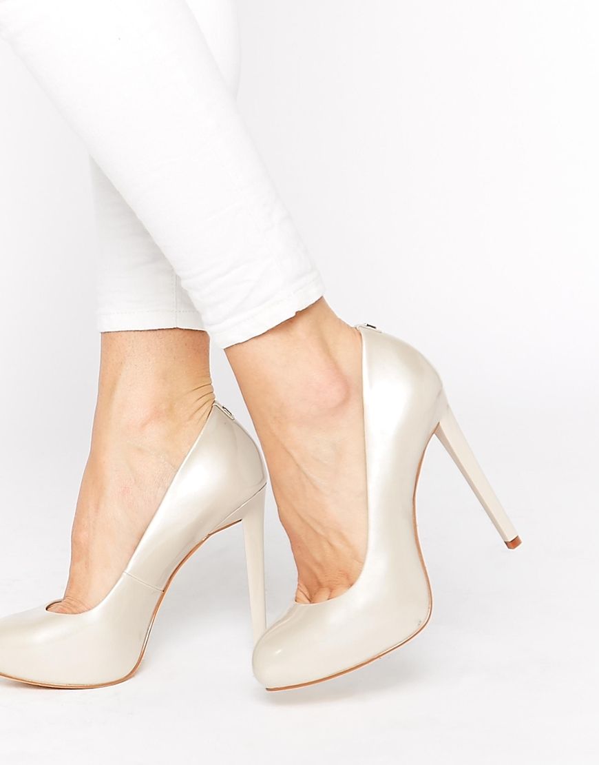 Faith Cadles Oyster Patent High Heeled Court Shoes