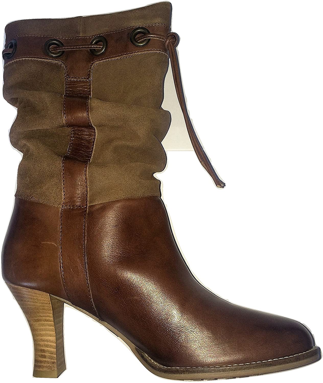 Faith Light Brown Suede/Leather Stuck Ring Detail Tassle Boots