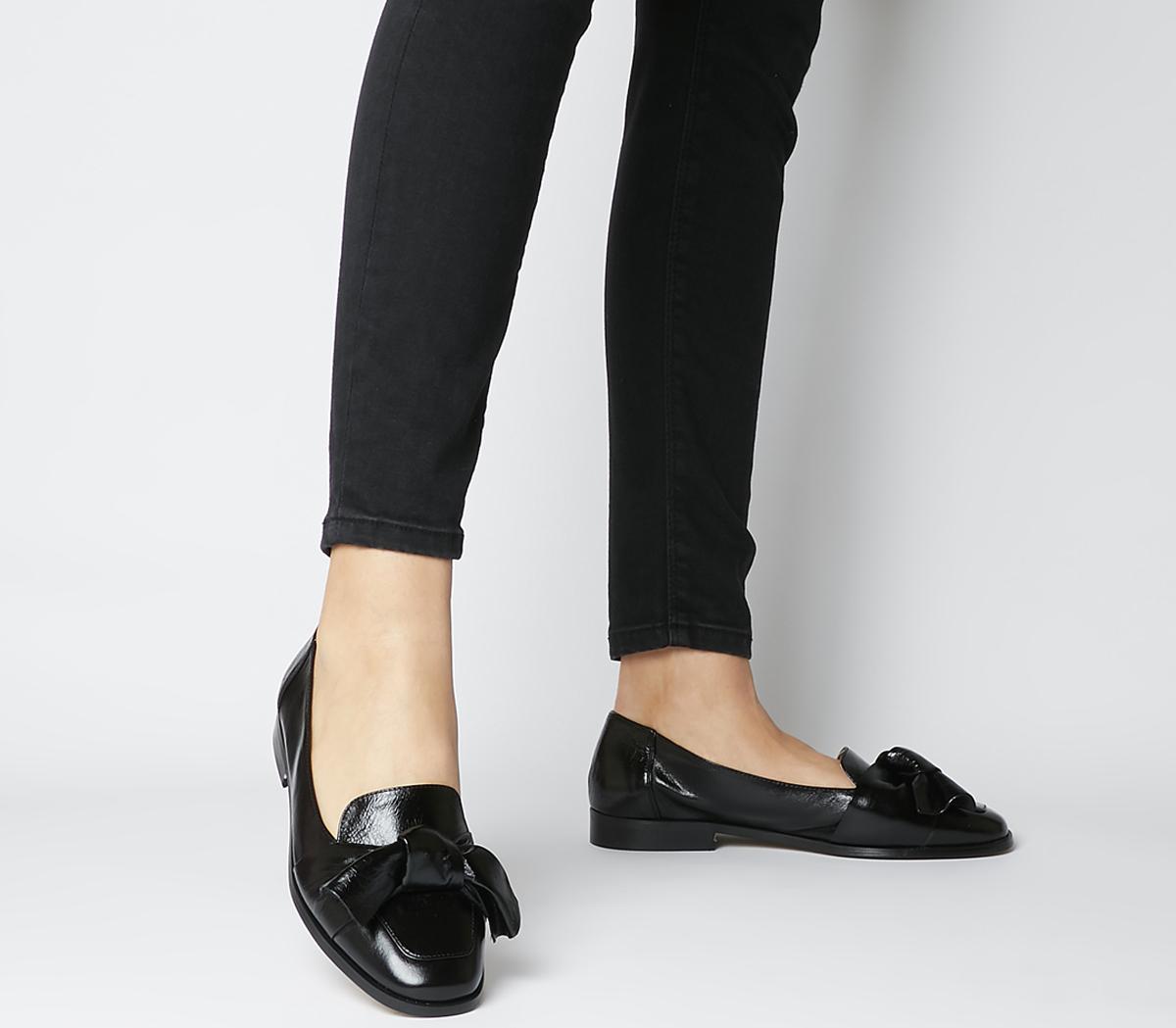 Filly Bow Loafers Black Leather Black Sole