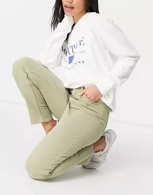 GANT high rise slim cropped jeans in safari green