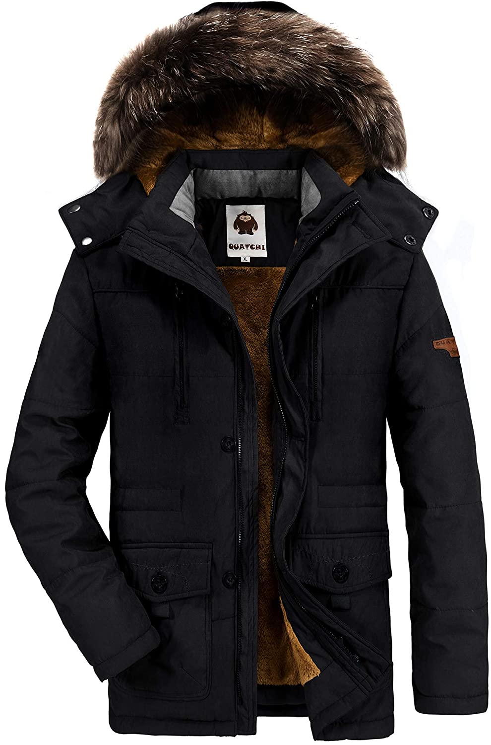 HAINES Parka Jacket Mens Coats with Fur Hood