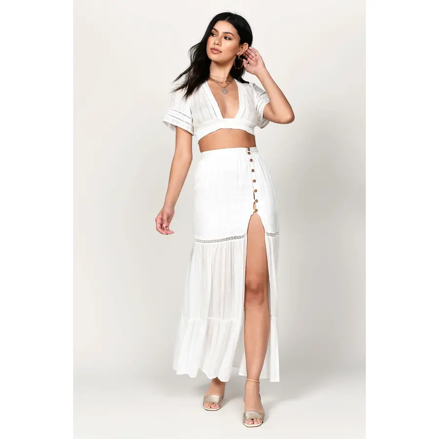 White Maxi Skirt With Slits