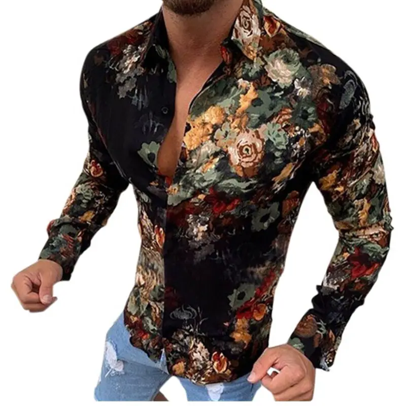 Mens Hawaiian Shirt Loose Printed