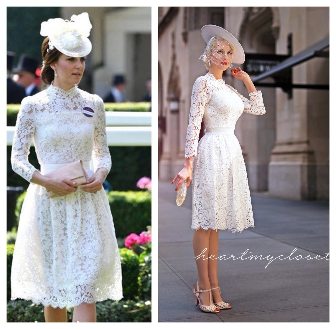 Kate Middleton white lace dress inspired cocktail event dress custom made