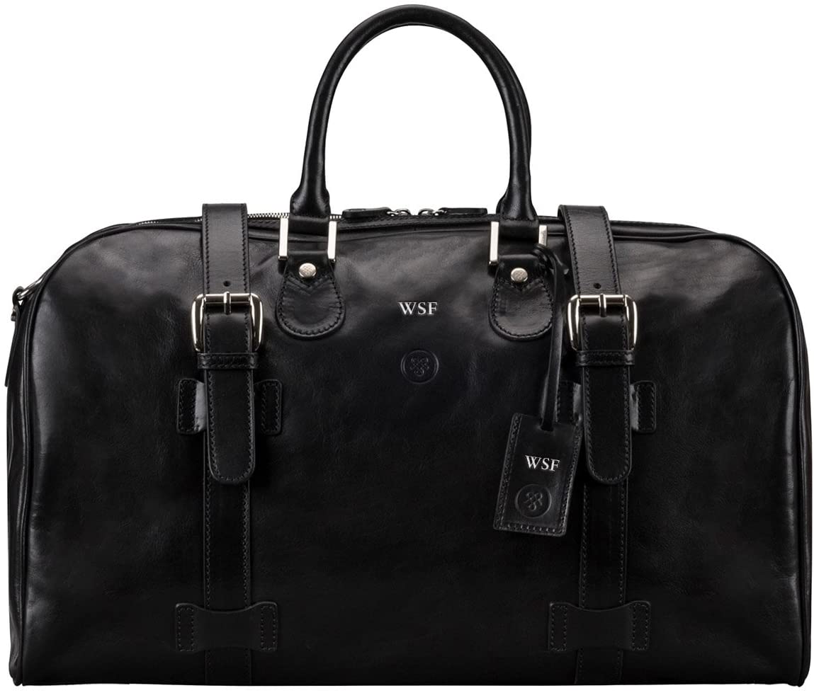 Maxwell Scott Personalised Classic Leather Travel Bag