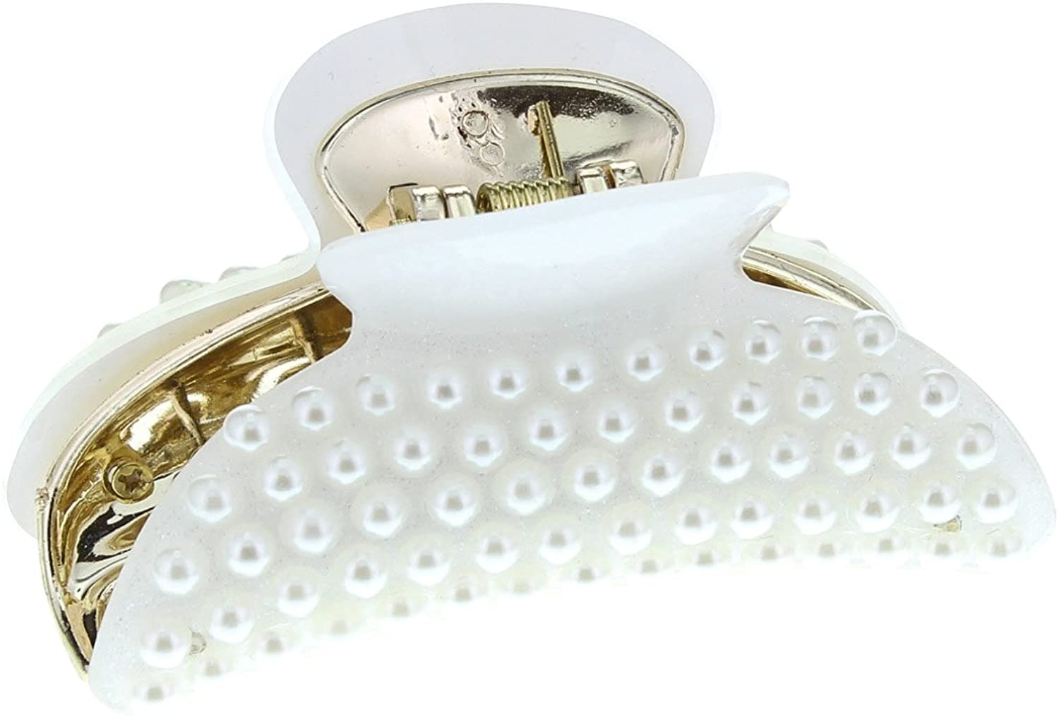 Mytoptrendz® Hair Claip Claws Clamp Jaw Grip White Simulated Pearl Glitter Embellished