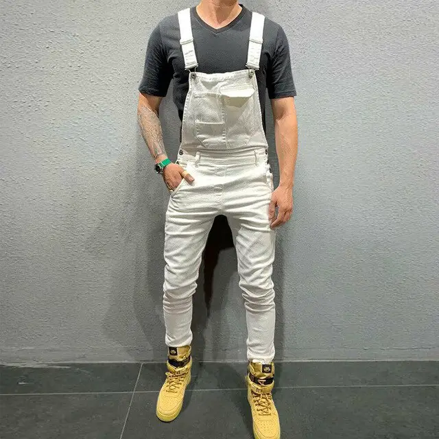 Men's Jeans Overalls High Street Straight Denim dungrees