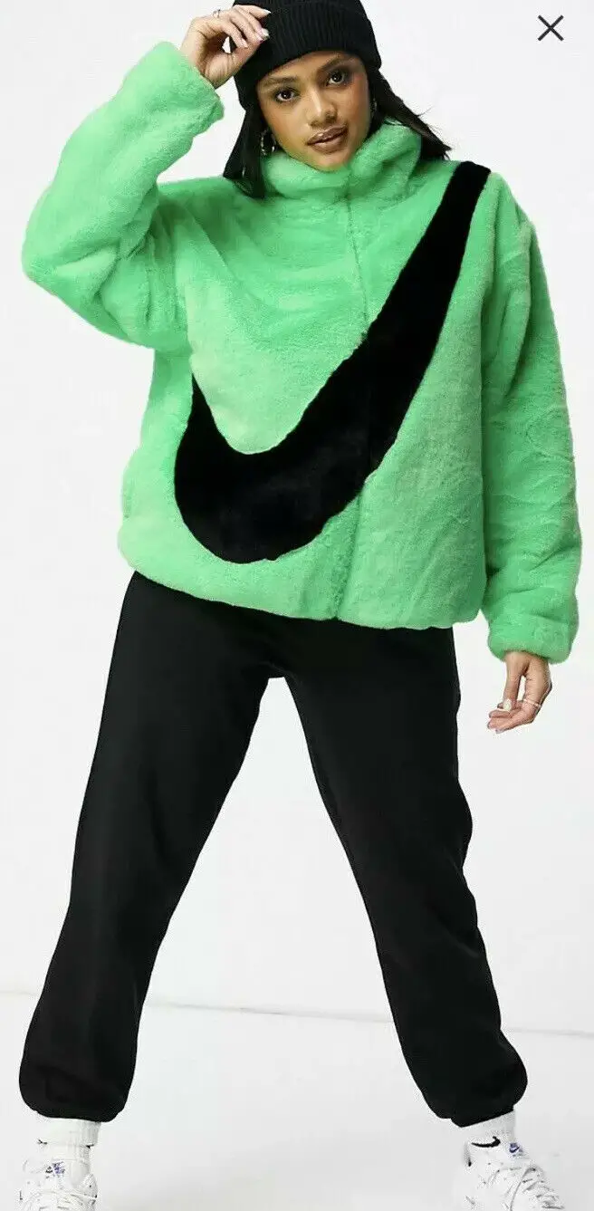 Nike Faux Fur Oversized Swoosh Jacket