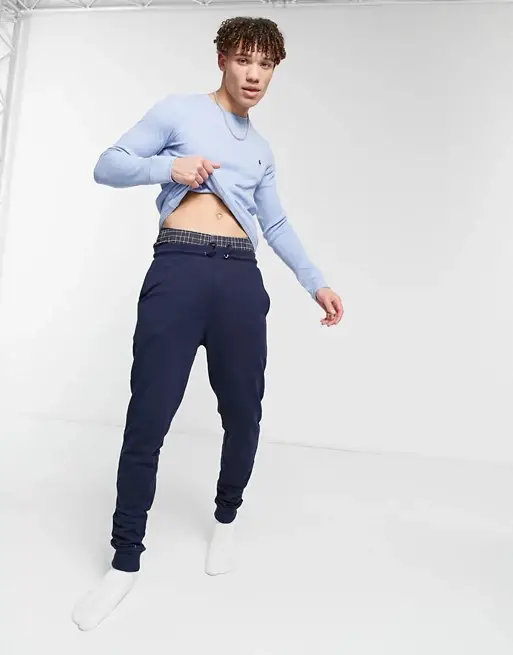 Polo Ralph waffle set in blue with logo