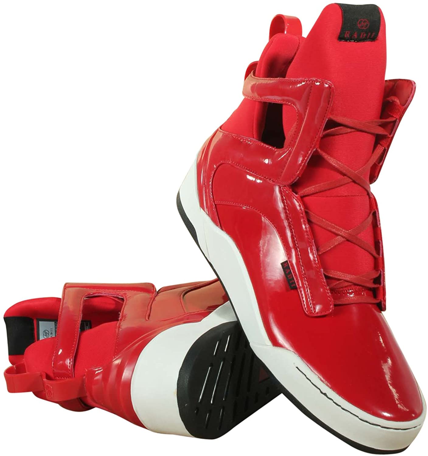 Radii Prism Mens Red Leather High Top Lace Up Sneakers Shoes