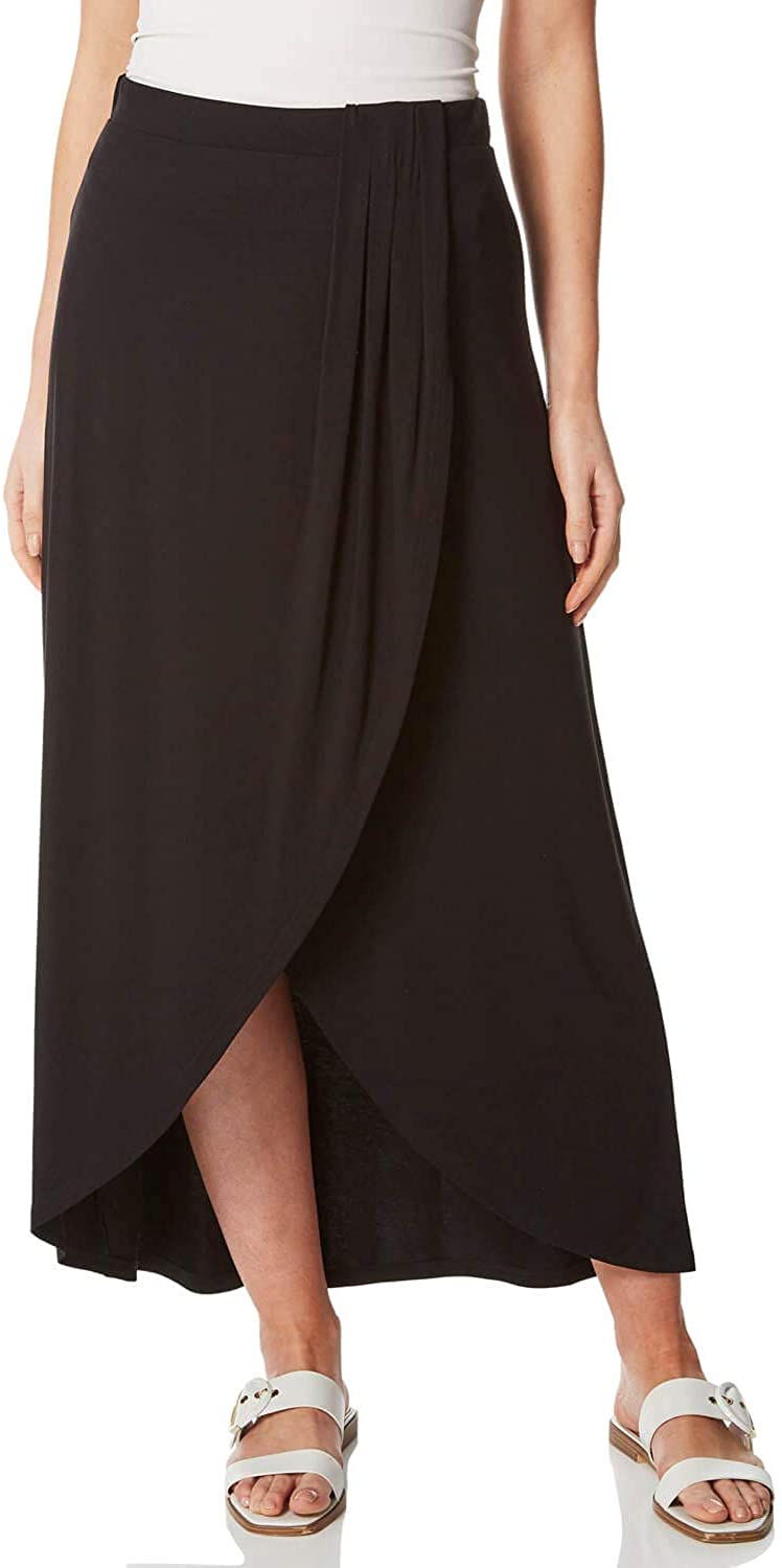 Roman Originals Women Asymmetric Wrap Maxi Skirt - Ladies Spring Summer Full Length Smart Casual Everyday Evening Special Occasion Elasticated Waist Party Holiday Skirts