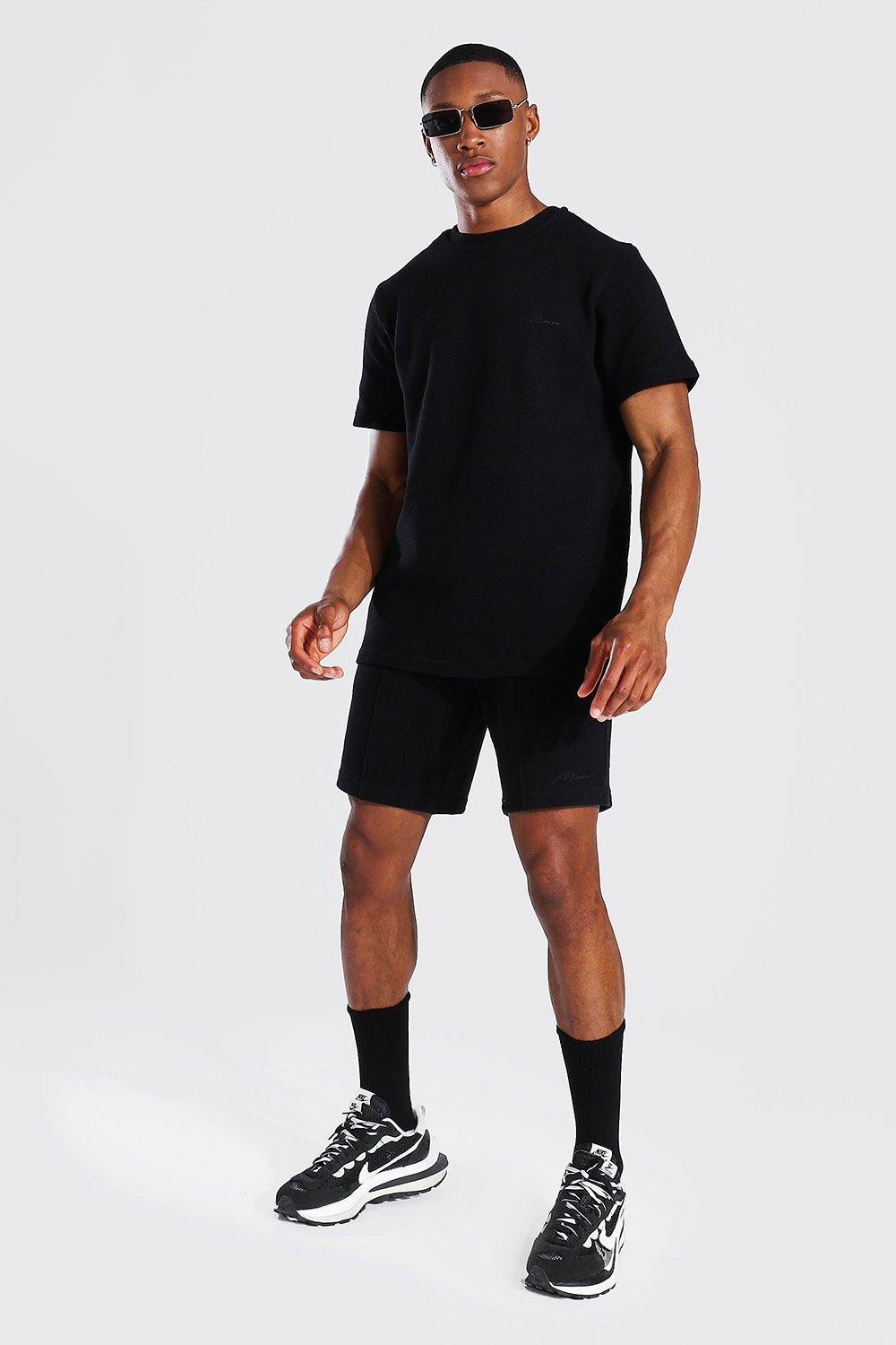 SLIM FIT MAN PIQUE TEE & PINTUCK SHORT SET