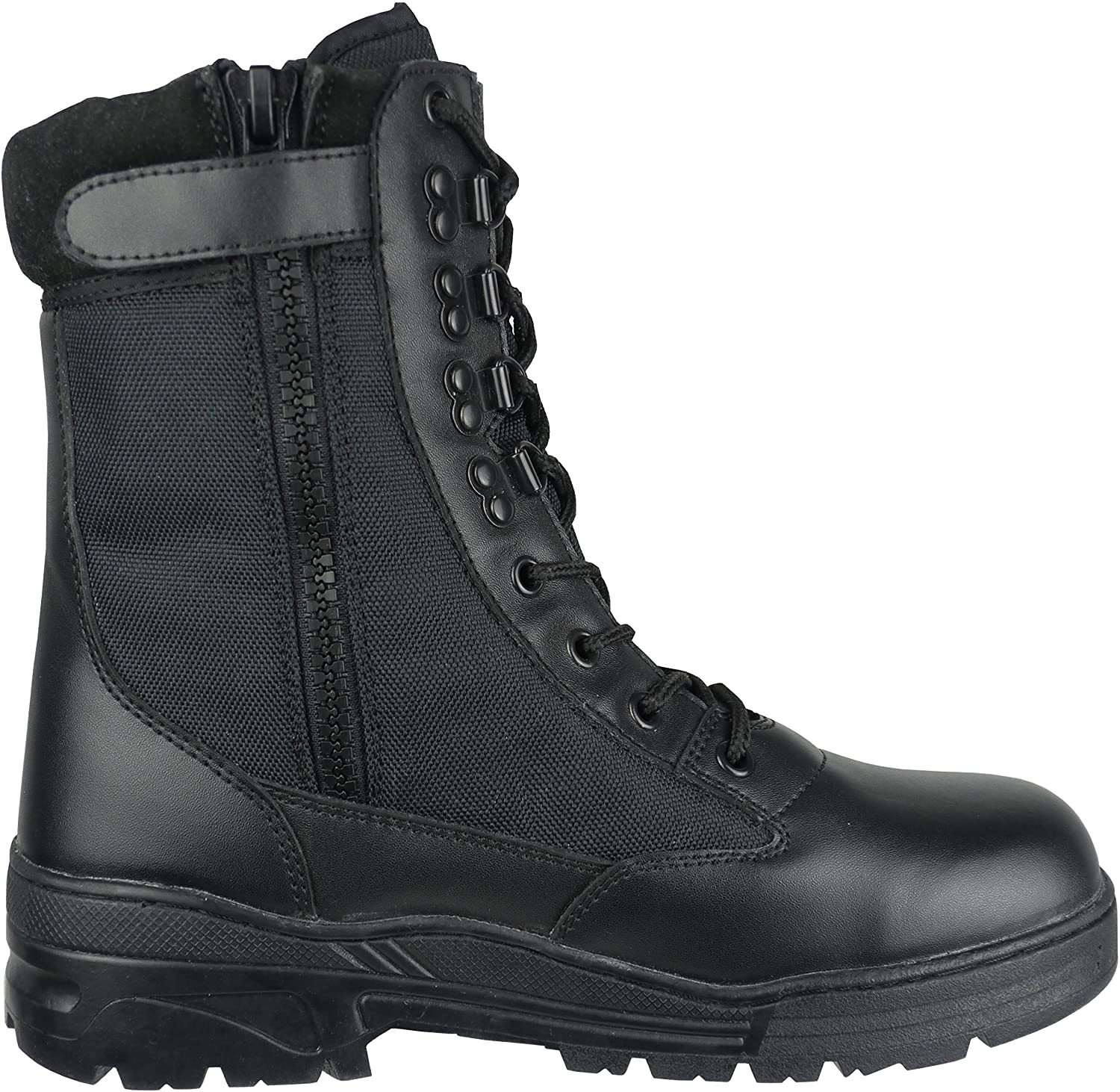Savage Island Combat Boots Black Leather Side Zip Army