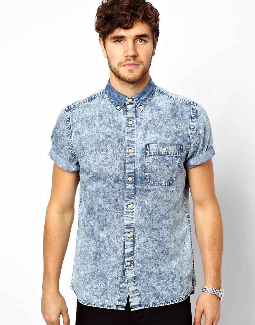 Short Sleeve Denim Shirt For Men