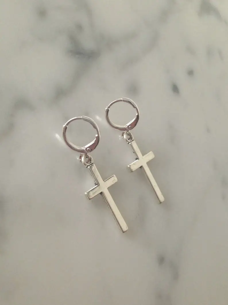 Silver cross earrings