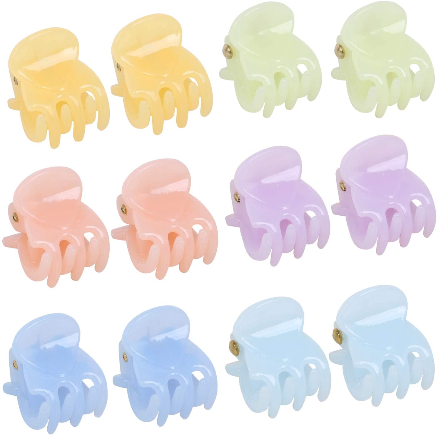 TRIXES Set of 12 Hair Claws – Miniature Styling Grips Pin Clamps – 6 Assorted Pastel Colours