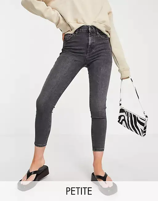 Topshop Petite Jamie jeans in washed black
