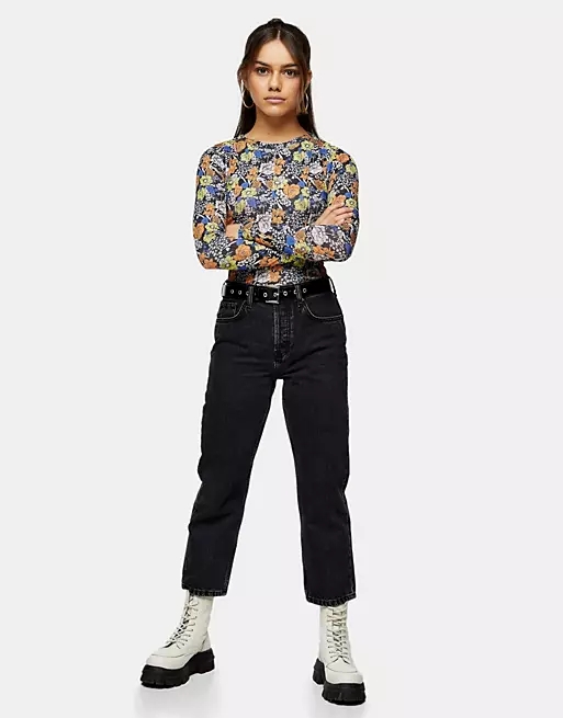 Topshop Petite worn black Editor jean