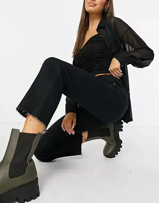 Topshop straight leg jeans in black