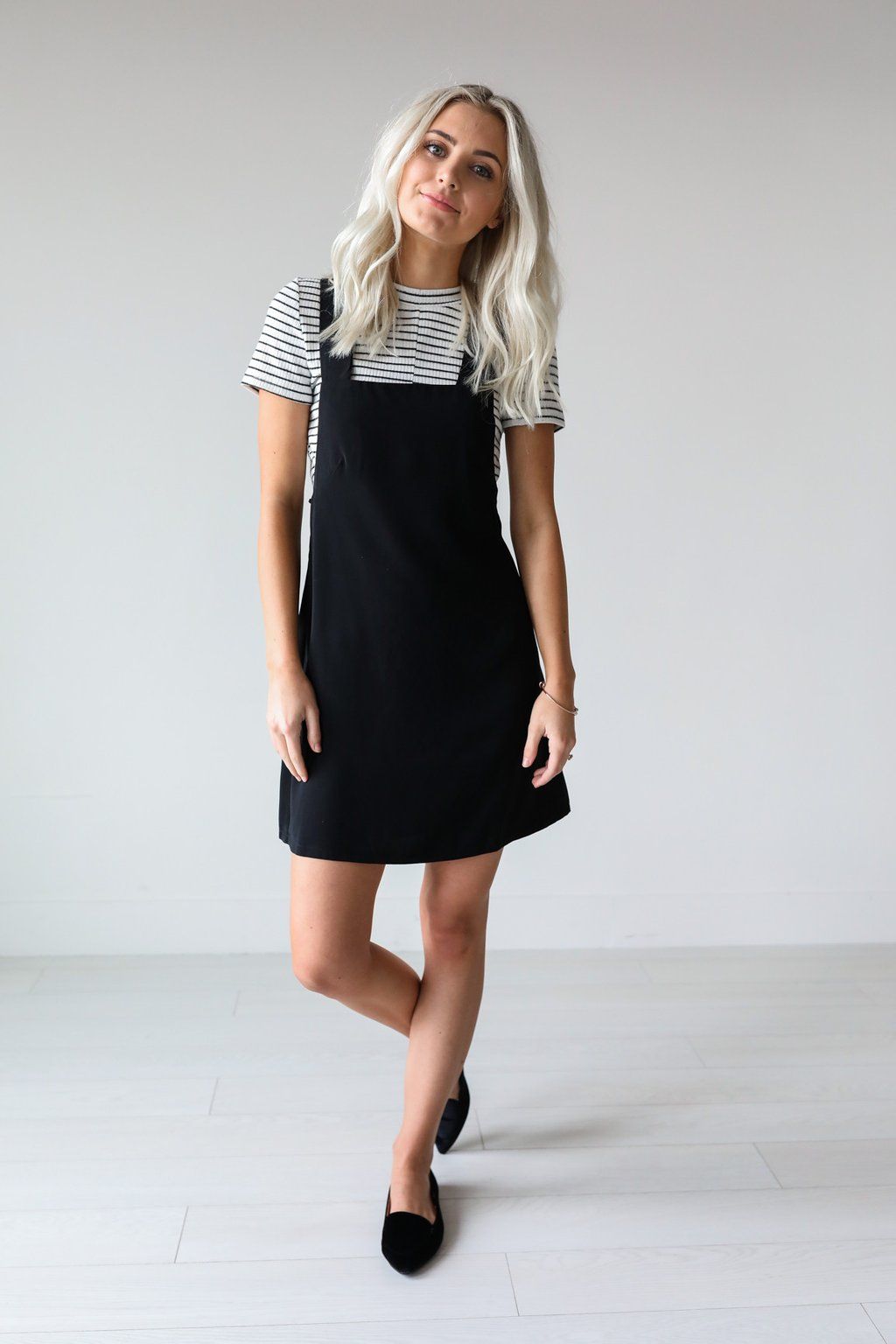 Trendy black overall dress