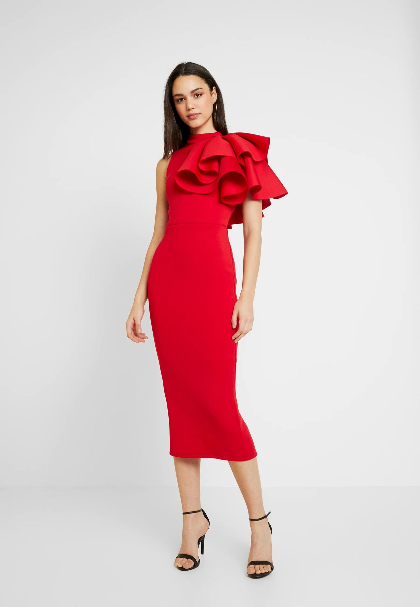 True Violet MIDI DRESS WITH EXTREME SHOULDER FRILL - Cocktail dress / Party dress