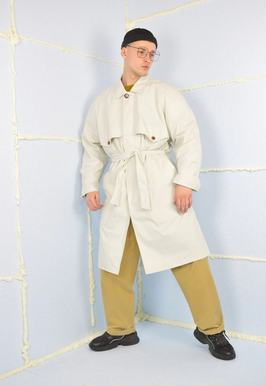 Vintage white classic 80's trench coat