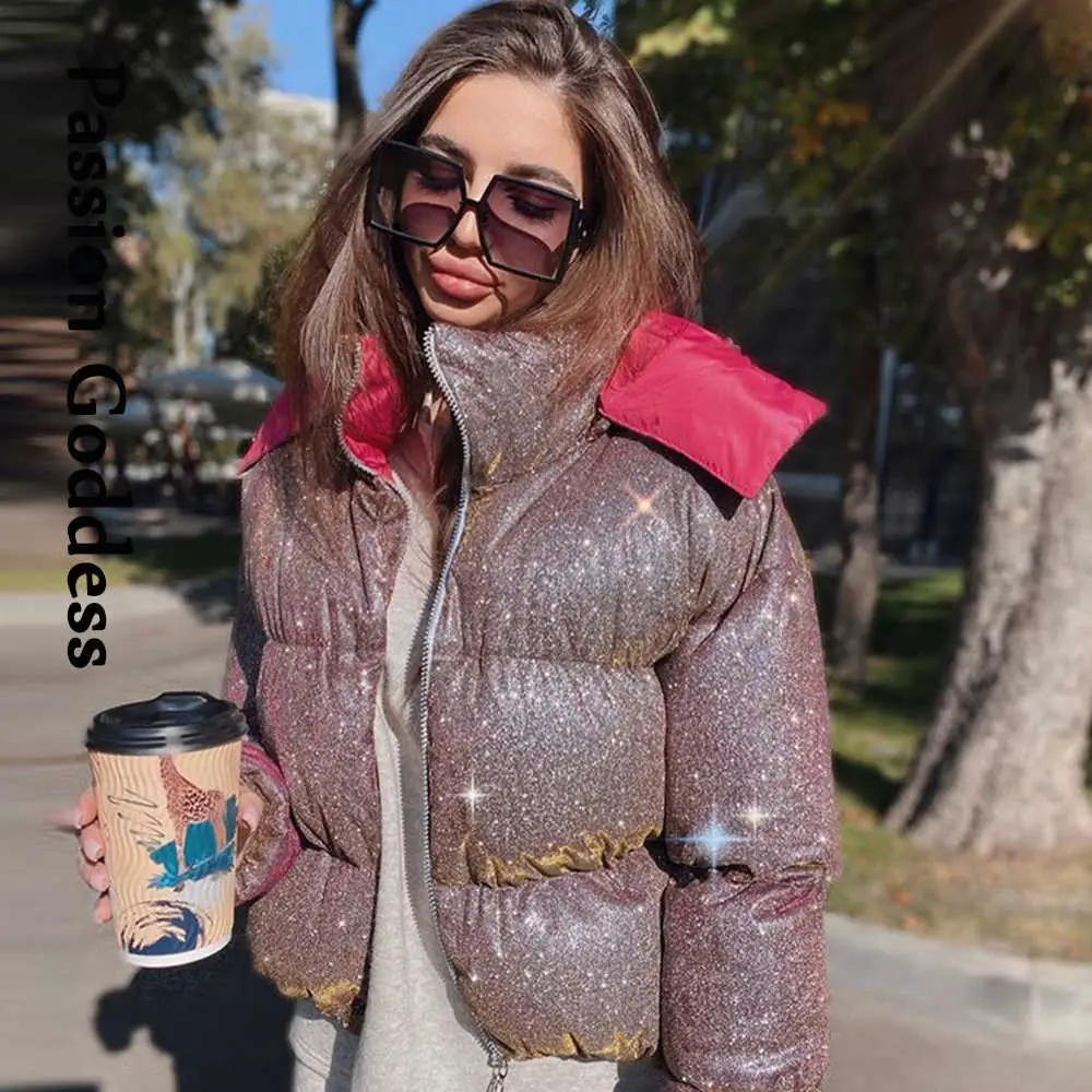shiny cropped puffer jacket