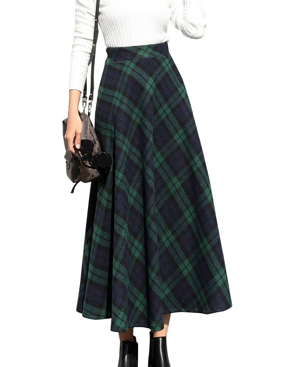 Womens High Elastic Waist Maxi Skirt