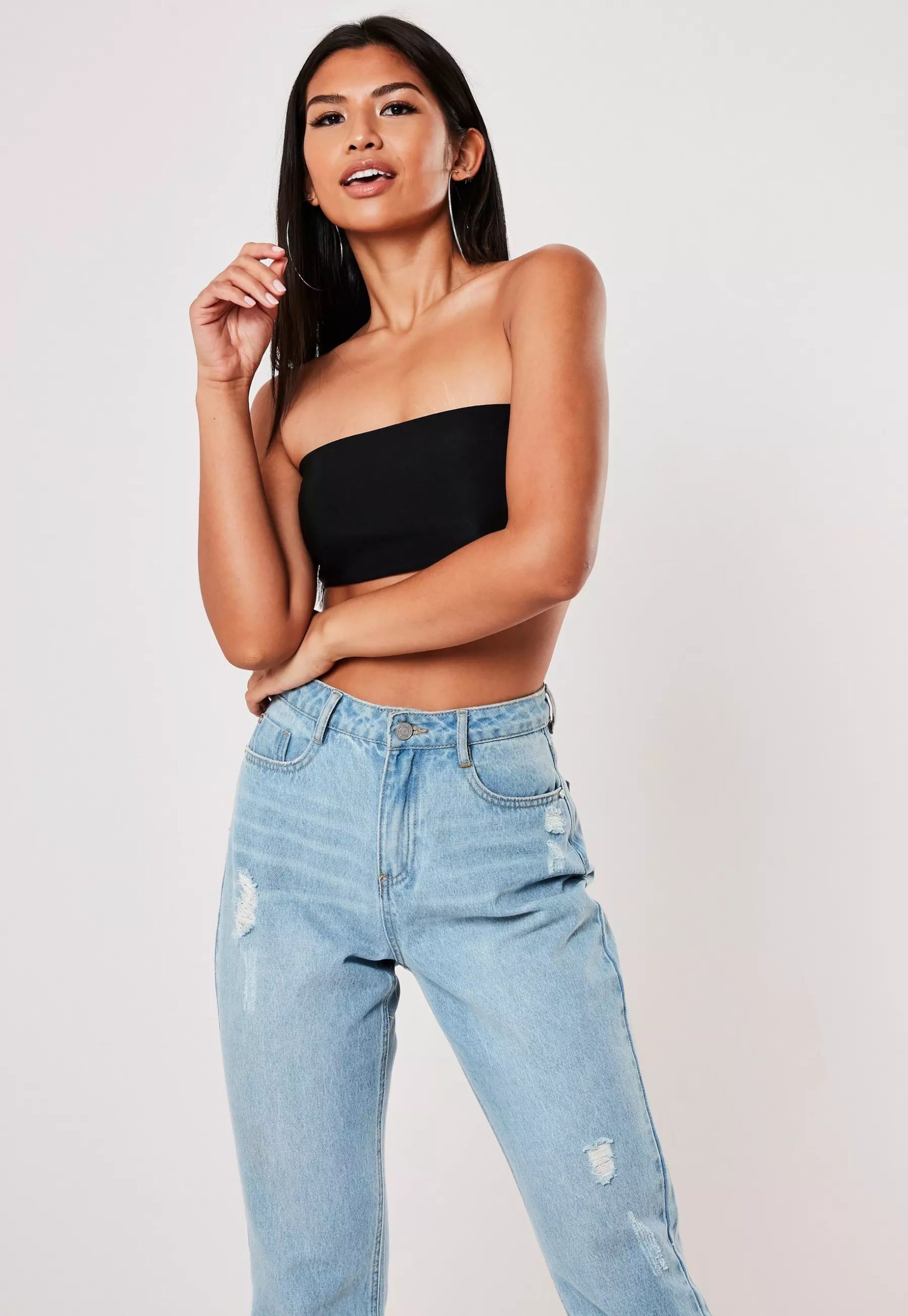 black slinky bandeau top